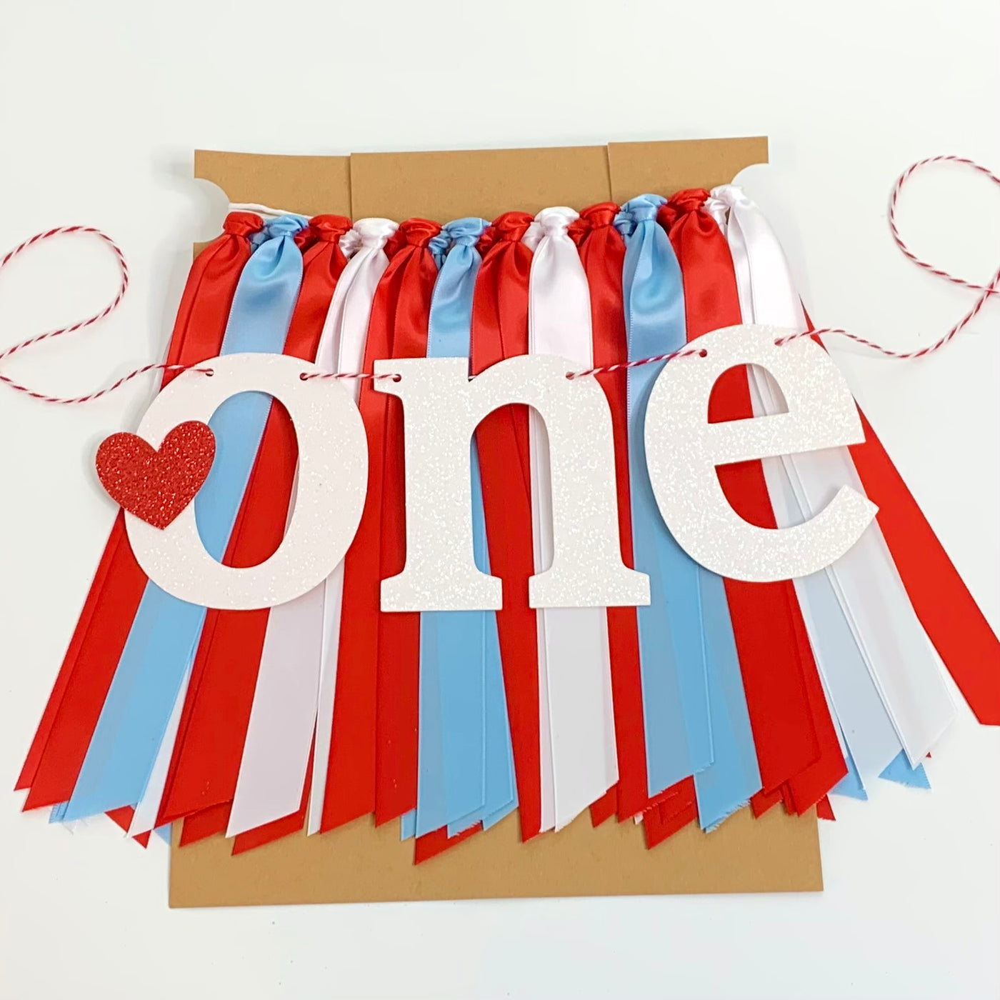 Valentines Little Heart Breaker Boy First Birthday High Chair Banner. Red, White and Light Blue, 1st Birthday Photo Backdrop One Banner. BL