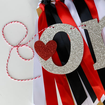 Valentines Little Heart Breaker Boy First Birthday High Chair Banner. Red, White and Black, 1st Birthday Photo Backdrop One Banner. BY