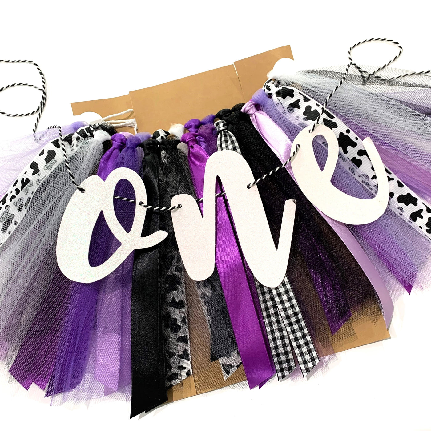 Holy Cow I’m One Farm Birthday Party Theme High Chair Banner Tutu Skirt PRPL