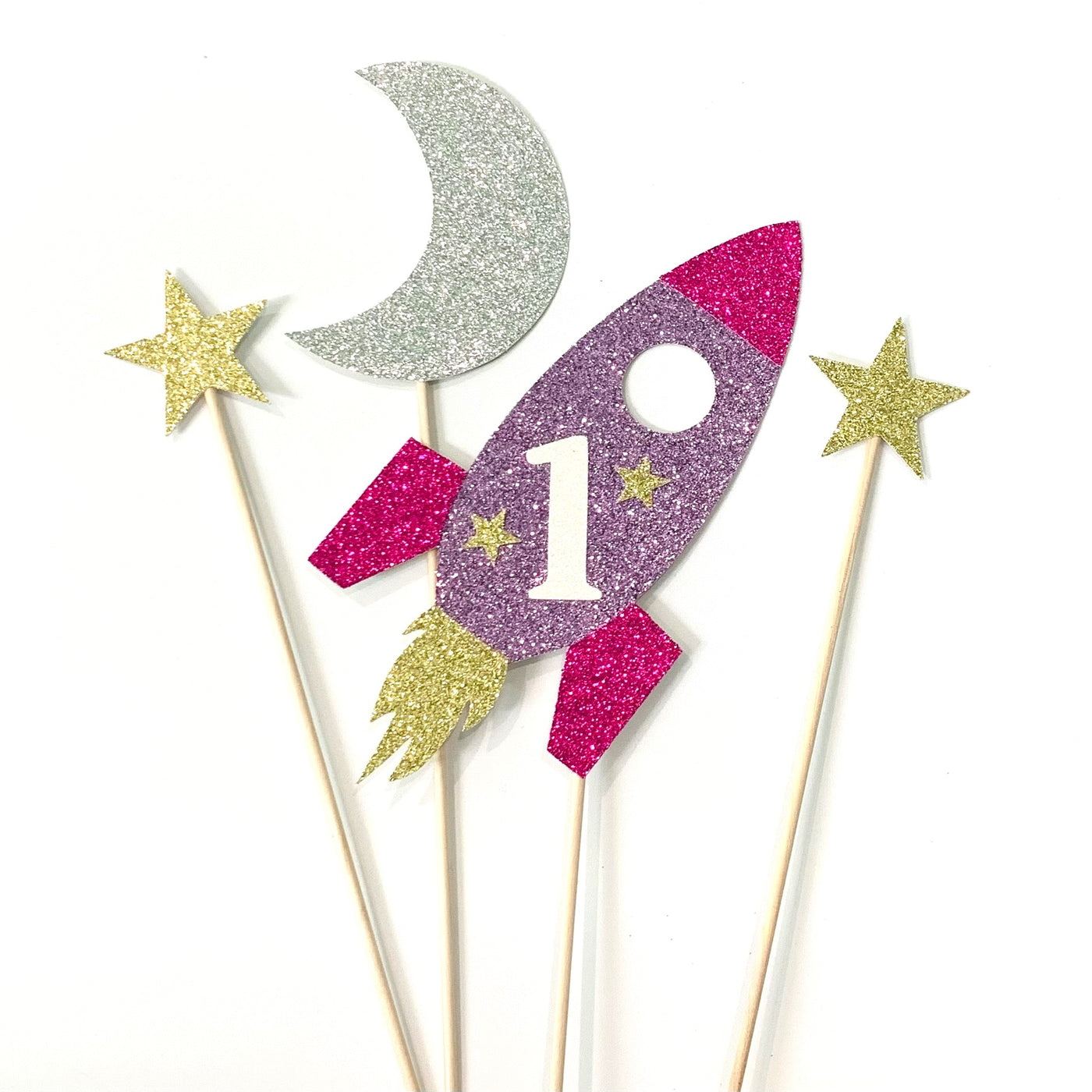 First Trip Around the Sun Galaxy Rocket Ship cake topper, Outer Space Party theme, Two the Moon Theme PK