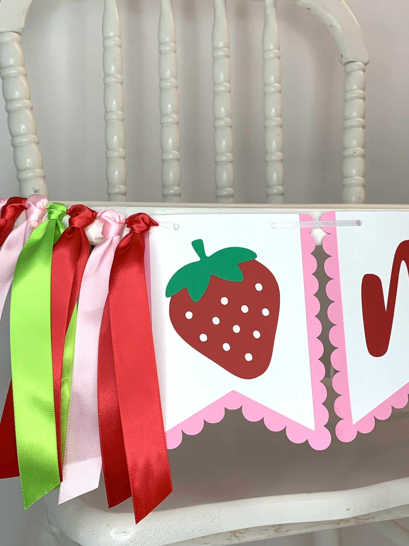 Berry First Strawberry Theme High Chair Tutu Skirt Banner HF
