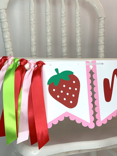 Berry First Strawberry Theme High Chair Tutu Skirt Banner HF