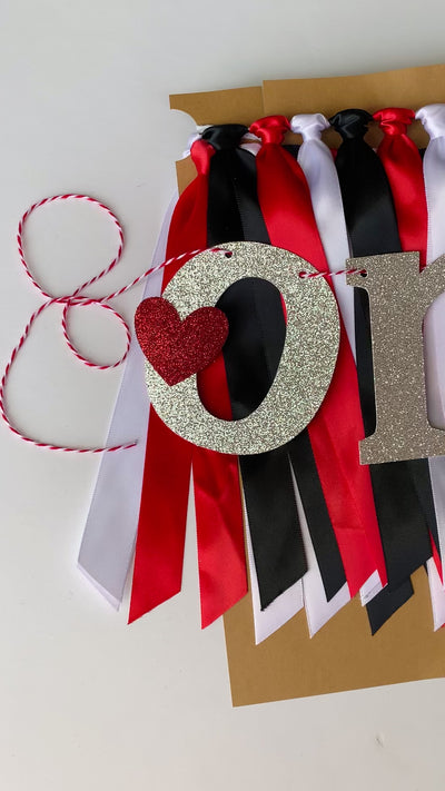 Valentines Little Heart Breaker Boy First Birthday High Chair Banner. Red, White and Black, 1st Birthday Photo Backdrop One Banner. BY