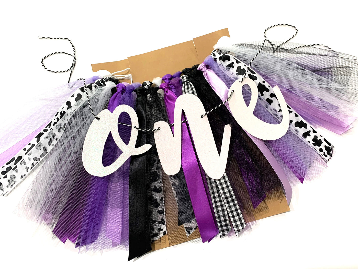 Holy Cow I’m One Farm Birthday Party Theme High Chair Banner Tutu Skirt PRPL