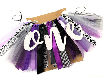 Holy Cow I’m One Farm Birthday Party Theme High Chair Banner Tutu Skirt PRPL