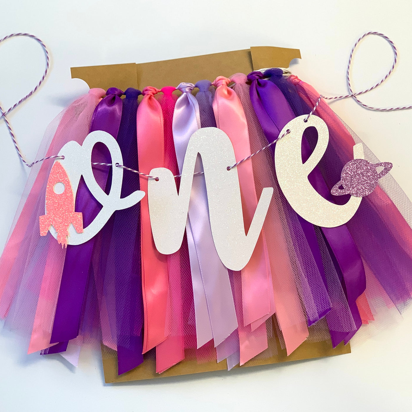 First Trip Around the Sun Outer Space First Birthday Theme High Chair Tutu Skirt Banner PK