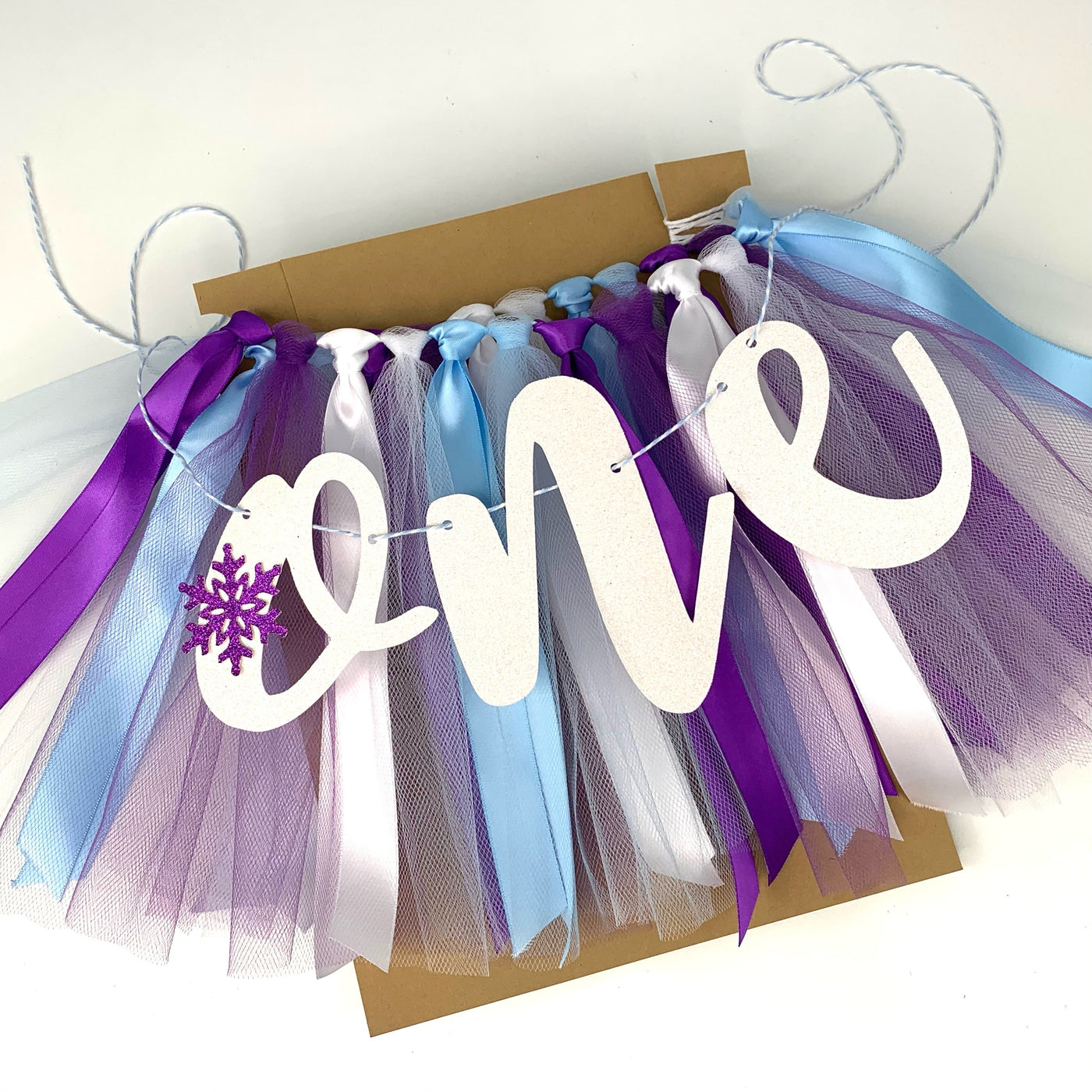 Winter Onederland Snowflake First Birthday High Chair Tutu Skirt Banner FZ
