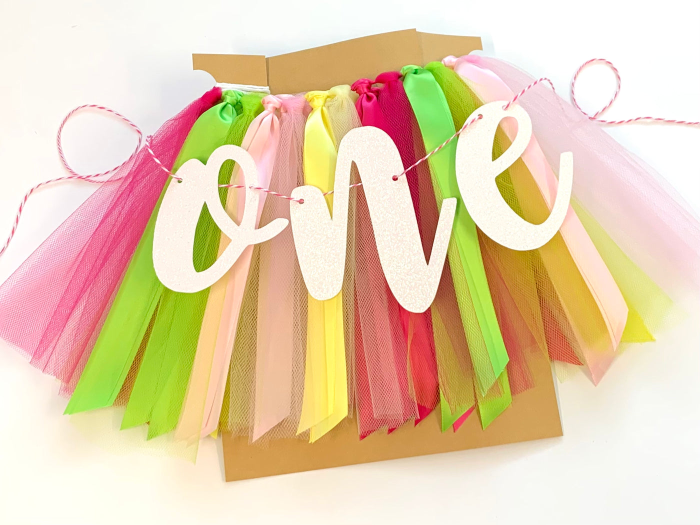 Tropical Fruit colored One Theme High Chair First Birthday Banner Tutu Skirt