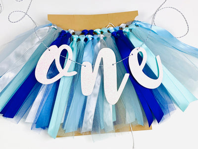 Ice Princess Blue and Aqua High Chair Tutu Skirt Banner