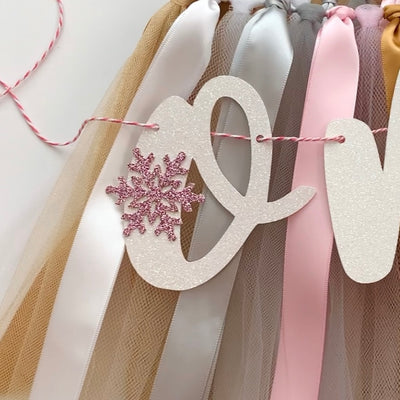 Winter Onederland Snowflake High Chair Tutu Skirt Banner JWL