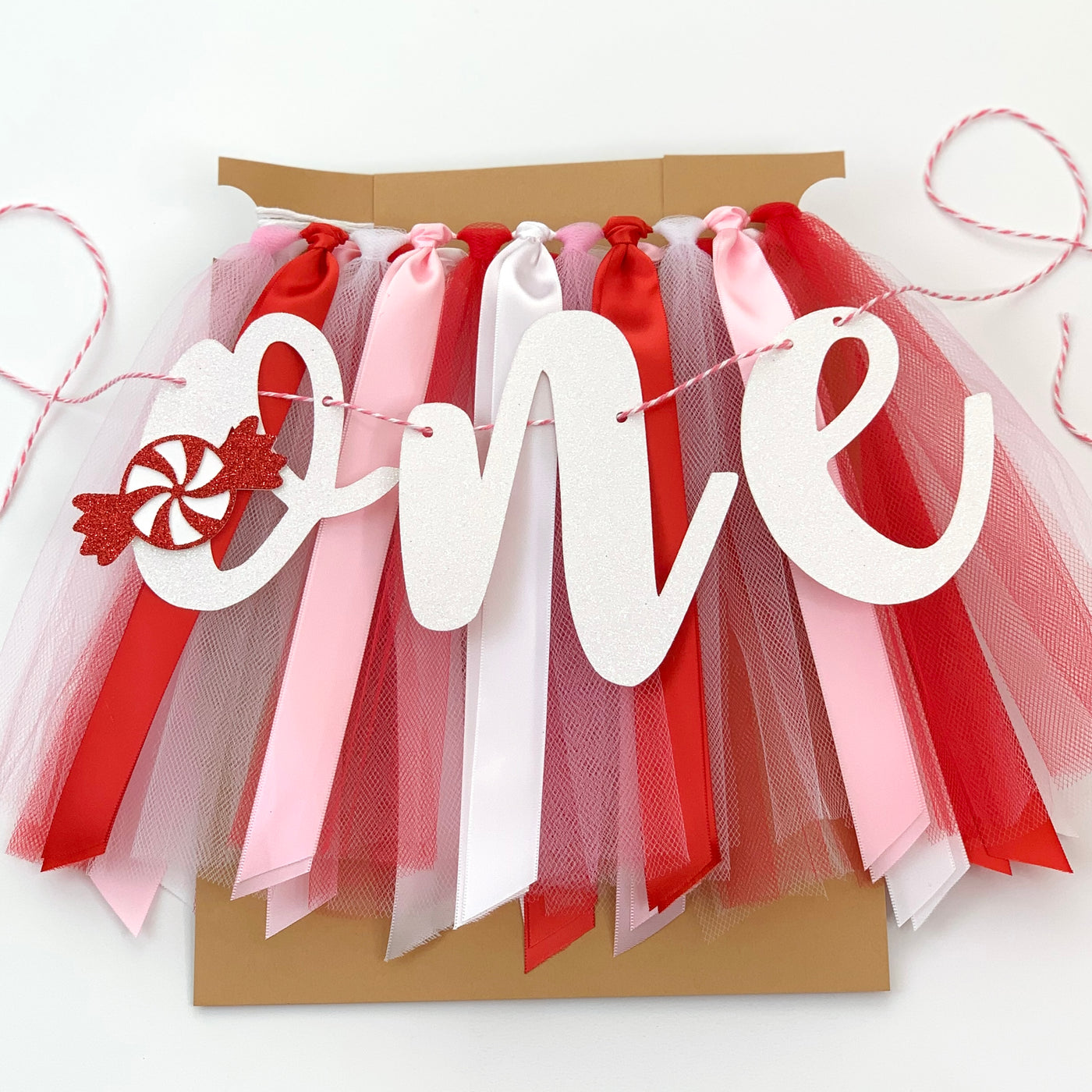 Candy Cane Sweet One Winter Onederland High Chair Tutu Skirt Banner