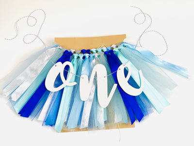 Ice Princess Blue and Aqua High Chair Tutu Skirt Banner