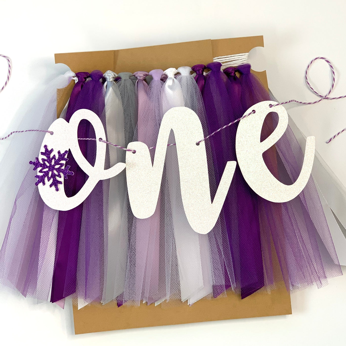 Winter Onederland Snowflake High Chair Tutu Skirt Banner PLM