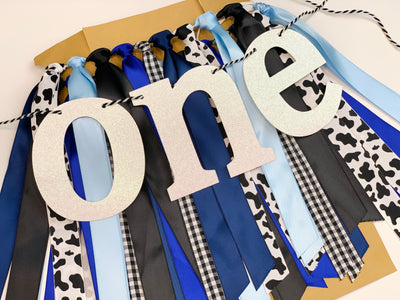 Holy Cow I’m One Farm Birthday Party Theme High Chair Banner Tutu Skirt BOY BL