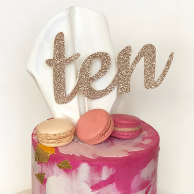 Ten Cake Topper, 10th Birthday Decorations, Tenth Birthday Cake, Gold Cake Topper